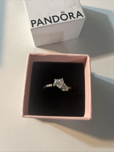 Pandora 925 Ale Timeless CZ Double Heart Silber Ring Größe 8 / 58 - Bild 1 von 9