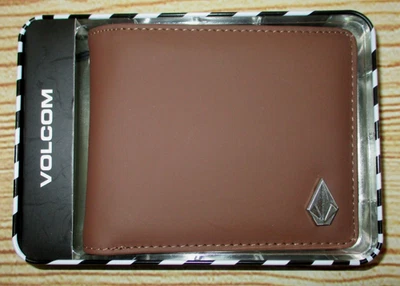 MENS VOLCOM BROWN BIFOLD WALLET WITH TIN GIFT BOX - Image 1 of 3