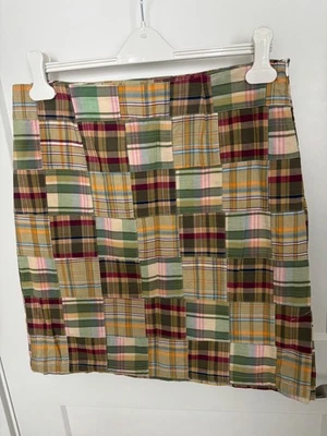 Mini-saia fofa Cape Madras em tons de verde e marrom e marrom - Imagem 1 de 3