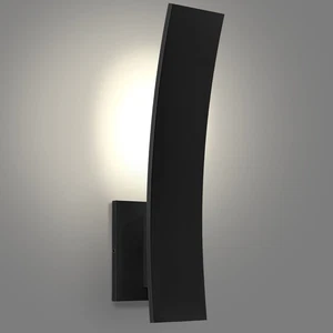 LUXRITE 15-Inch LED Curved Wall Sconce 5CCT, 1000LM, 15W IP65 Dimmable ETL Black - Picture 1 of 7