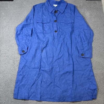 NWT J.Jill 2X Linen Popover Shirtdress Blue Ginger Love Linen Lightweight $119 - Image 1 of 4