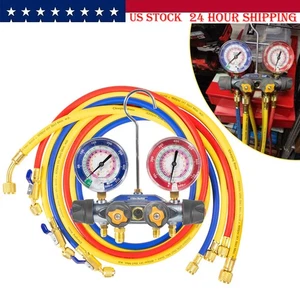 For Yellow Jacket 4-Valve 49968 Test and Charging Manifold Gauges R-22/404A/410A - Picture 1 of 11