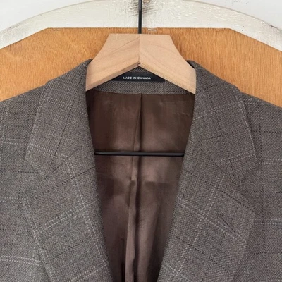 Blazer Calvin Klein Para Hombres 40R Marrón Ventana 3 Botones Corderos Lana Abrigo Deportivo Foto 1 de 4