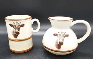 Jersey Cow Mug And Creamer Jersey Pottery British Isles 1970's  - Picture 1 of 19