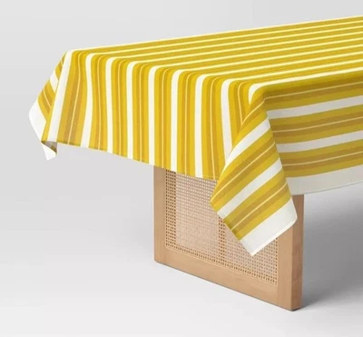 Tablecloth Yellow Striped - Threshold 60" x 104" 100% Cotton Machine Wash - Image 1 of 3