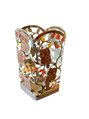 Bath & Body Works Retired Hand Soap Holder Owls Fall Leaves Four Sided - Image 1 of 4