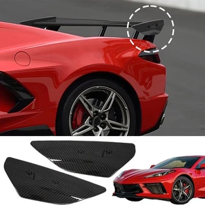 CARBON BLACK Rear Spoiler Side Winglets For 2020-Up Corvette C8 Factory Style - Picture 1 of 12