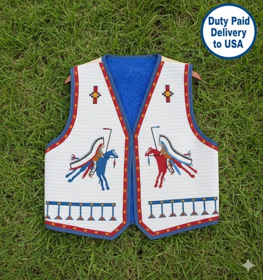 Native American Style Handmade Beaded Vest | Powwow Regalia | Tribal Vest BV921 - Image 1 of 3