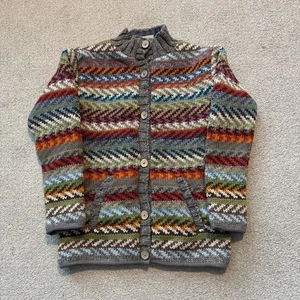 Pachamama Hand Knitted 100% Wool Jumper Cardigan Colorful Button Women Sz S NWT - Picture 1 of 12