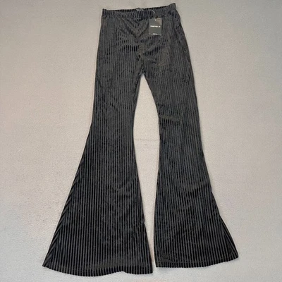 Pantalones de terciopelo Forever 21 para mujer tejidos medianos a rayas acampanados elásticos acogedores Y2K de colección nuevos con etiquetas Foto 1 de 4