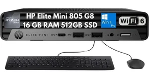 New HP Elite 805 G8 Mini Desktop Ryzen 5 PRO 5650G 16GB 512GB SSD WiFi Win11Pro - Picture 1 of 4