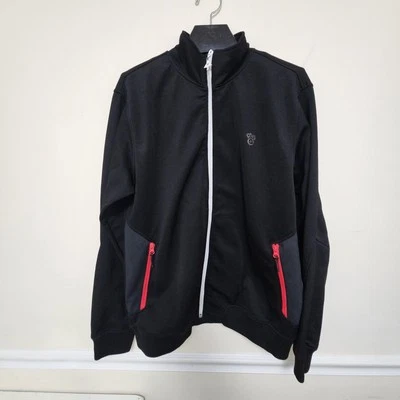 LRG Lifted Research Group 夹克男式大号全拉链标志黑色红色  — 第 1/4 张图片