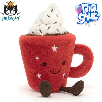 JELLY CAT Juguetes de peluche suaves de chocolate caliente divertidos JellyCat con bolsa para el polvo Reino Unido