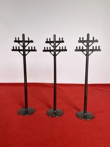 Vtg. Marx Toys Set of 3 Brown Railroad Train Telephone Poles 7" Model Railroads - Imagen 1 de 6