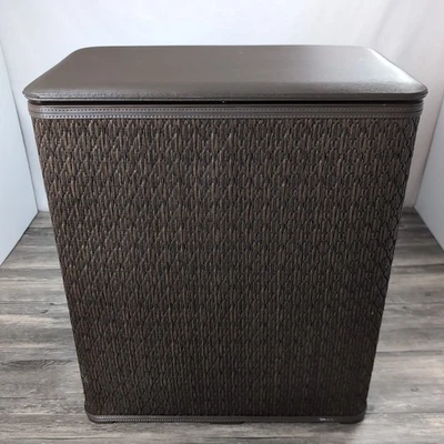 Vintage Burlington Wicker Laundry Hamper Mid Century Modern Retro Brown Green - Image 1 of 4