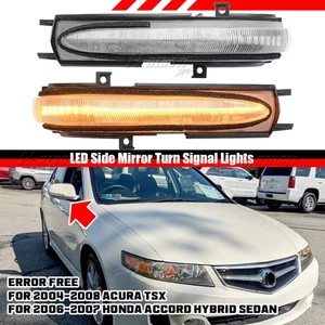 Clear Sequential LED Mirror Turn Signal Light For Honda Accord Hybrid Acura TSX - Foto 1 di 8