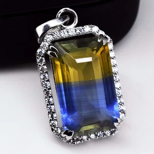 11.38 Gm Pitambari Sapphire 925 Sterling Silver Precious Gorgeous Pendant - Picture 1 of 6