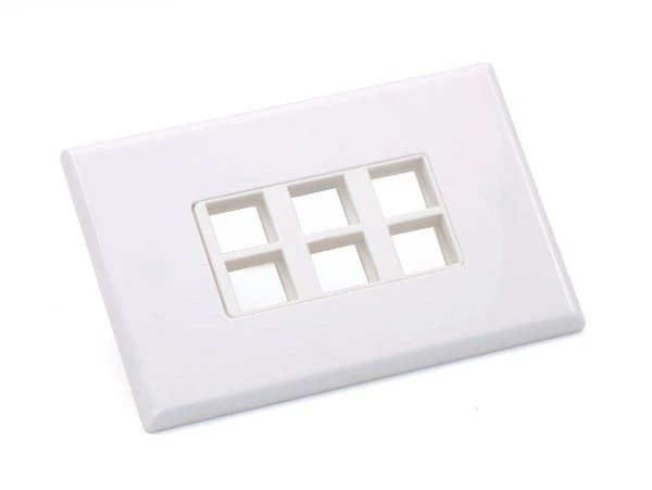 Keystone wall plate - 6 port white - screwless - image 1 of 1