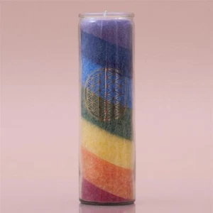 Windlicht REGENBOGEN mit Blume des Lebe Kerze im Glas Lebenslicht ca. 21 cm - Bild 1 von 2