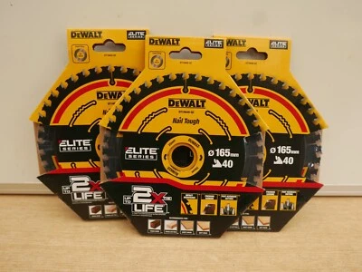DeWalt DT10640 165mm X 20mm Bore 40T TCT DCS391 Circular Saw Blades x 3