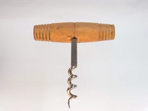 Sacacorchos antiguo Francia alrededor de 1900 con mango de madera - Imagen 1 de 6