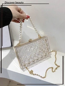 Transparent Pearl Handle Mini Boxed Bag - Picture 1 of 4