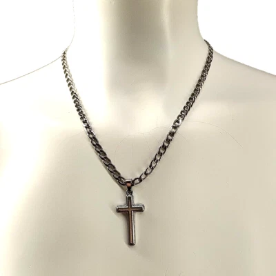 Collar colgante cruz para hombre enchapado en latón cadena 19-21" ropa de calle Foto 1 de 4