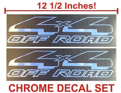 4x4 Off Road Truck Bed Decals, CHROME (Set) for Ford F-150 and Super Duty - Image 1 of 4