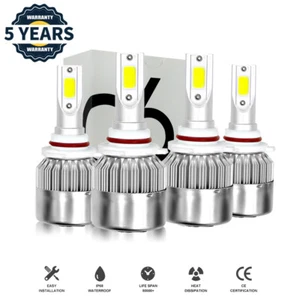 4x 9005 9006 LED Combo Headlight Bulbs High Low Beam Kit 7000K Xenon Super White - Picture 1 of 24
