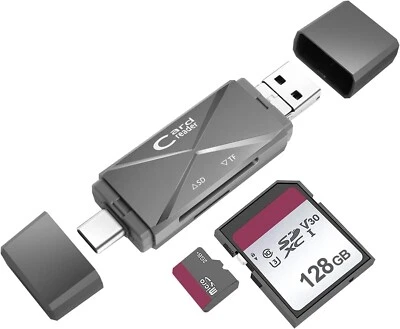USB Micro 3-in-1 SD Card Reader to USB Adapter, Memory Card Reader for SDXC, SDH - Image 1 of 4