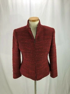 Bloomingdale's Now Women's Red Wool Blend Blazer Jacket 6P - Picture 1 of 6