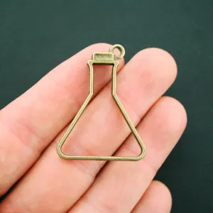 2 Beaker Charms Antique Bronze Tone 2 Sided Science Charm - BC1216 - Picture 1 of 2