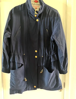 Abrigo vintage Petite Sophisticate para mujer azul cremallera completa ceñido forrado talla P Foto 1 de 4