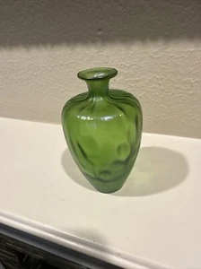Loetz Art Glass Vase Czech Green Iridescent Crete Rusticana Bohemian Nouveau - Picture 1 of 7