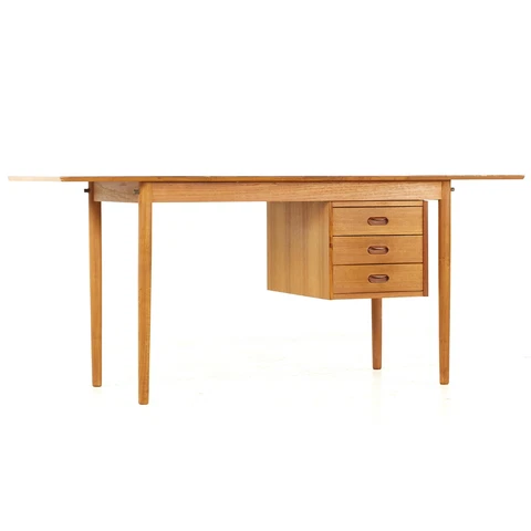 Arne Vodder Style Mid Century Teak Drop Leaf Desk Cover