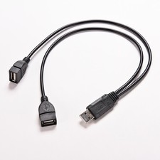 1 USB 2.0 A Male To 2 Dual Female Jack Y Splitter Hub Power Cord Adapter Cable 3