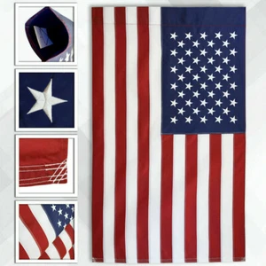 American Flag Applique & Embroidered House Flag Stars & Stripes USA 28" x 48" - Picture 1 of 9