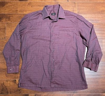 Hugo Boss Mens Size 17 36/37 Long Sleeve Button Down Shirt Black 100% Cotton - Image 1 of 4