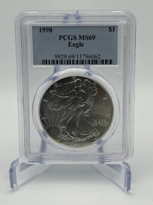 1998 1oz Silver American Eagle 🦅 PCGS MS69 - Image 1 of 2
