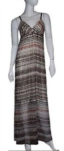 Gypsy 05 Maxi Dress NWT Sz Small Beige Multicolor 100% Silk V-neck Slip-on Lined - Picture 1 of 2