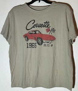Beige Chevy Corvette checker flag 1965 396/425 HP T Shirt Youth Size 2X - Picture 1 of 2