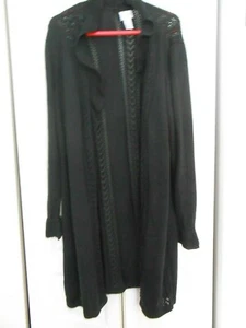 CHICO'S--RUFFLED BLACK CARDIGAN SWEATER--SIZE 3 - Picture 1 of 4