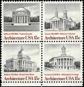 US Scott # 1782a (1779-1782), American Architecture, Block of (4) 15¢ Stamps MNH - Picture 1 of 1
