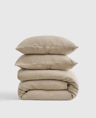 NWT QUINCE AIRY ORGANIC GAUZE DUVET COVER SET KING CAL K DUNE 100% COTTON $170 - Image 1 of 4