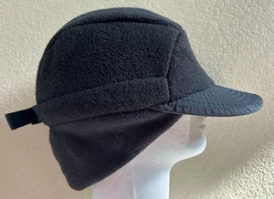 Patagonia Duckbill Hat VTG 1997 Synchilla Fleece Earflap Made In USA Sz L Black - Picture 1 of 7
