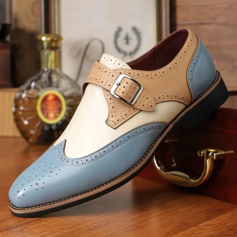 Zapatos de vestir para hombre de cuero formales hechos a mano Oxford de cuero brogue Foto 1 de 4