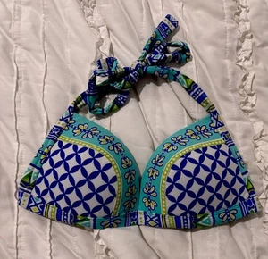 Bleu Rod Beattie Women Blue Teal Underwire Swim Bikini Top Size 6 Halter Tie - Picture 1 of 3