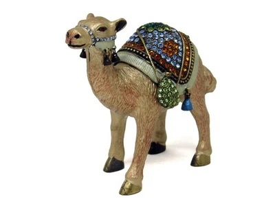 Caja de baratijas vintage Rucinni camel con joyas con cristales de Swarovski como nueva Foto 1 de 4