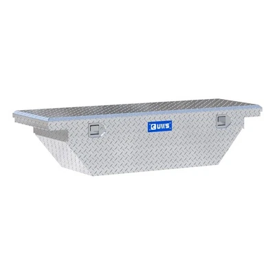 UWS 60in Truck Angled Crossover Tool Box Storage Low Profile Bright Aluminum Foto 1 de 4
