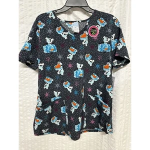Scubstar Disney Frozen Olaf Meltdown V Neck Scrub Top size Medium New - Picture 1 of 4